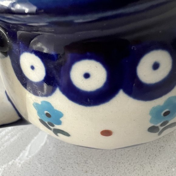 Boleslawiec Small Milk Creamer Pitcher Blue Pottery Floral Handmade In Poland E9 - Picture 10 of 10